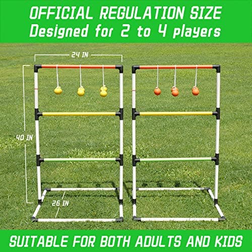 KH Ladder Ball Toss Game Set - Beach/Lawn/Yard/Camping Games for Families Adults Kids - Summer Outdoor Sports