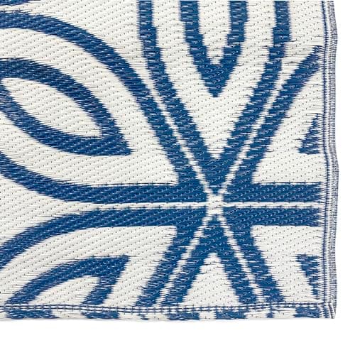 ICustomRug Outdoor Rug Mat- Floral Blue 5'X8' Reversible Picnic and Beach Area Rug, Perfect for Patio, Camping, Sunroom, and Any Outdoor Space — view 3