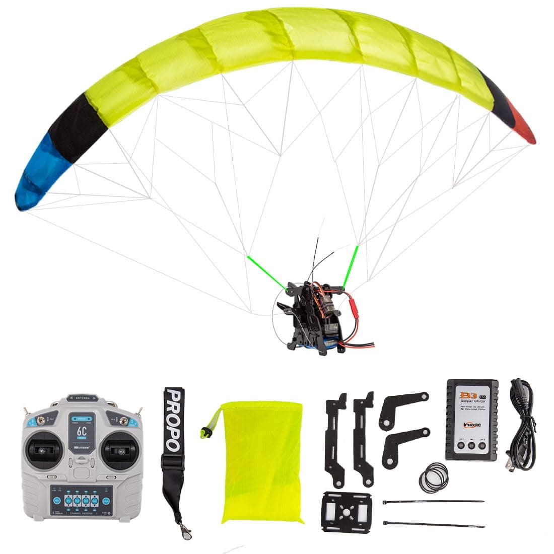 MetaHrystynx Parapente RC para adultos, mini parapente eléctrico de acrobacias RC de 2.4 G, planeador de acrobacias de envergadura de 100 cm, tela de nailon, control remoto de entrenamiento (versión