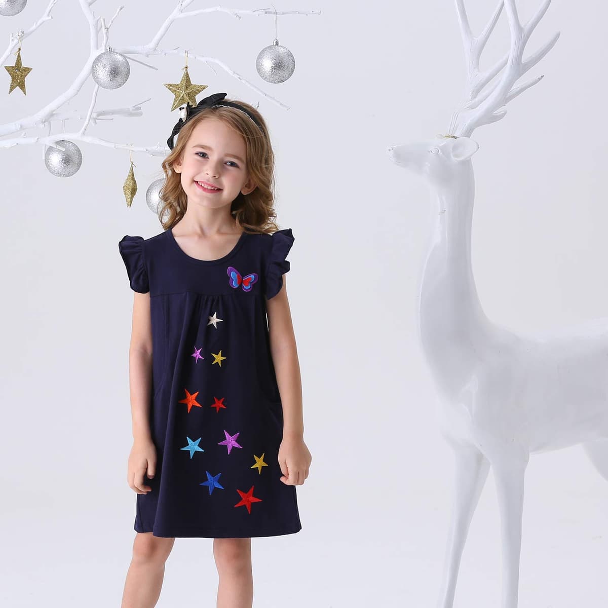 VIKITA Vestido para Niñas Manga Larga Algodón Princesa Casuales Bebe Niñas 2-8 años — view 7
