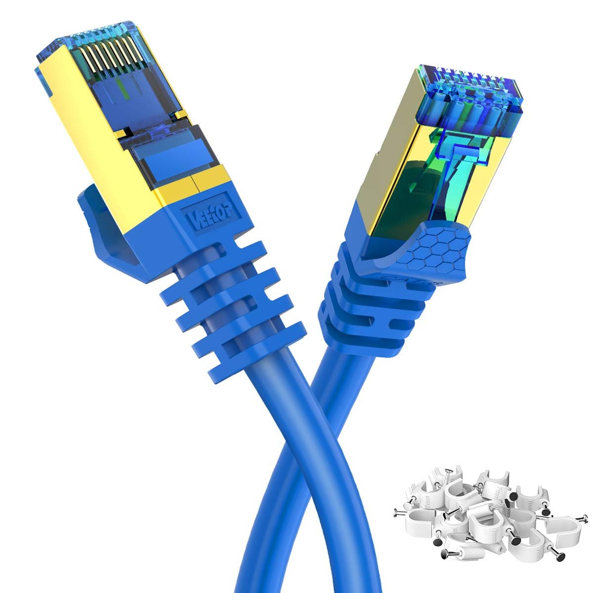 VEEtOP Cable Ethernet Cat 8 de Red con Conectores rj45 Oro para 40 Gigabit Internet LAN 1m Negro — view 17