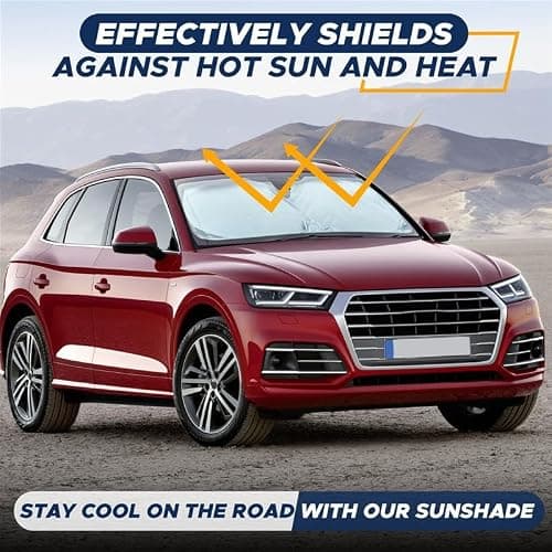 EcoNour Car Windshield Sunshade | Blocks 99% Heat & Keeps Interior Cool | Universal Fits Cars, SUVs, Trucks | Automotive Sun Screen, Visor & Car Accessories for Summer | Medium (64x32 Inches) — view 5