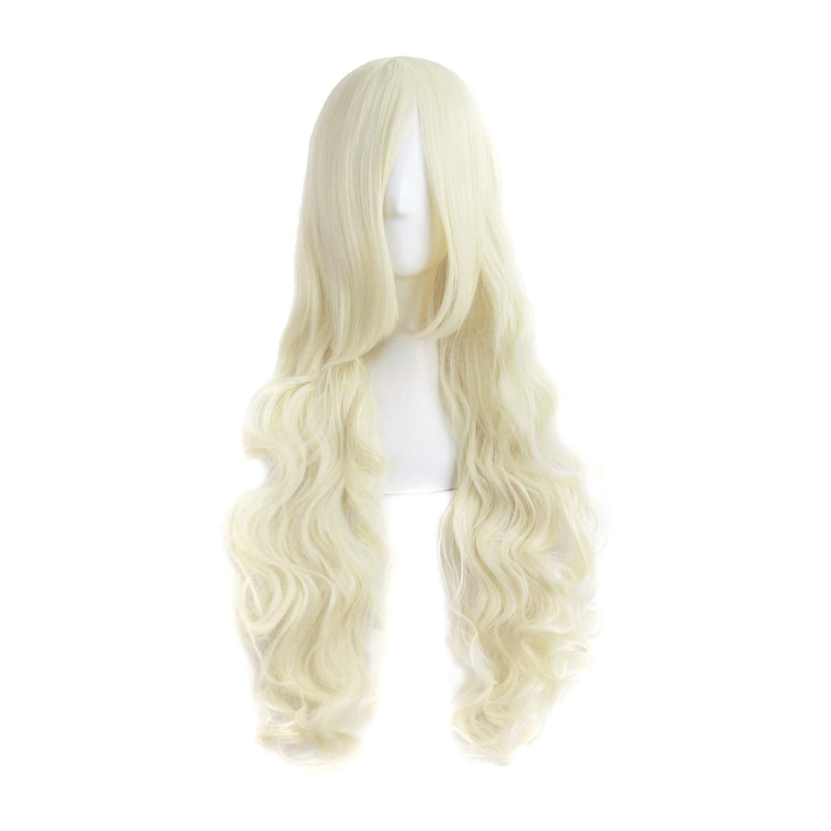 Mapofbeauty 32 Pulgadas/80cm de Luz Rubia Pelo Largo Rizado Ondulado Peluca Cosplay Peluca