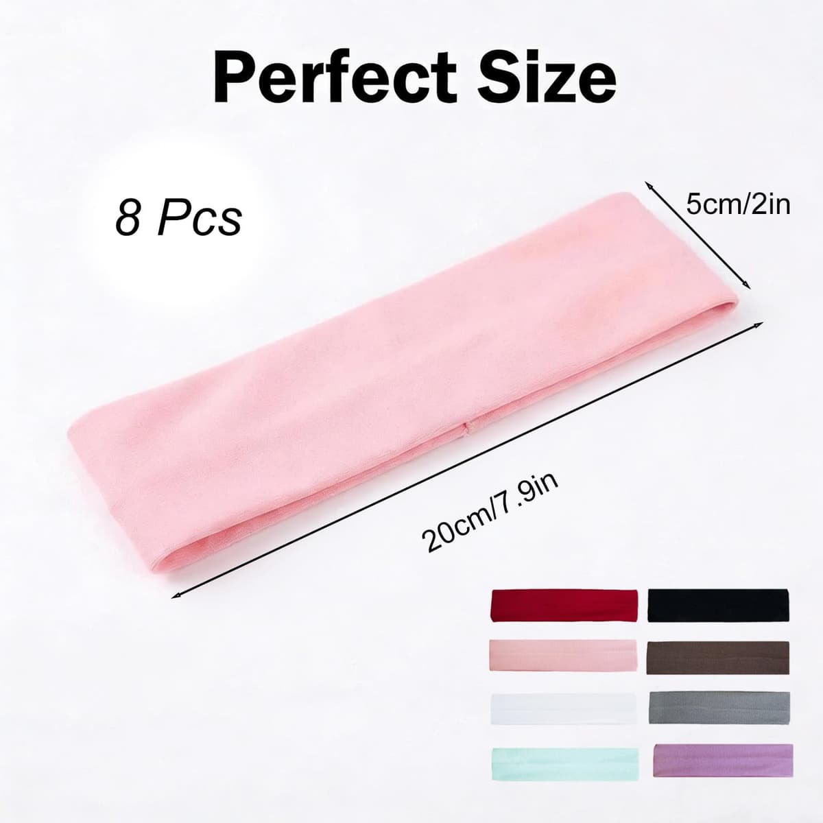 8 Piezas Cinta Pelo Mujer, Diadema Niña, Banda Elástica De Absorción De Sudor, Adecuado para Yoga, Carrera, Fitness, Decoración Diaria — view 3