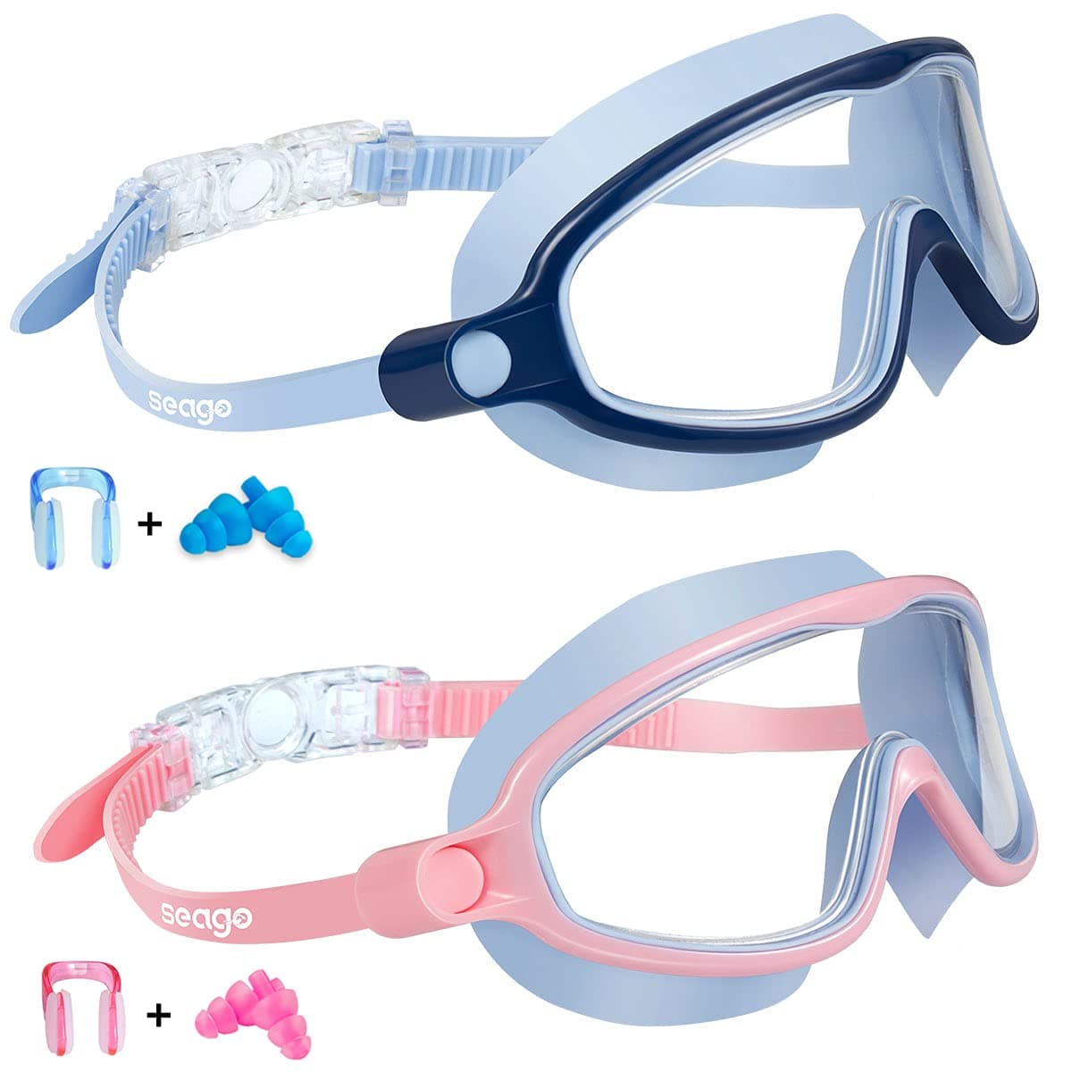 Seago Swim Goggles 2 Pack Anti-Fog Anti-UV Wide View Swimming Goggles for Kids 3-14 — view 8