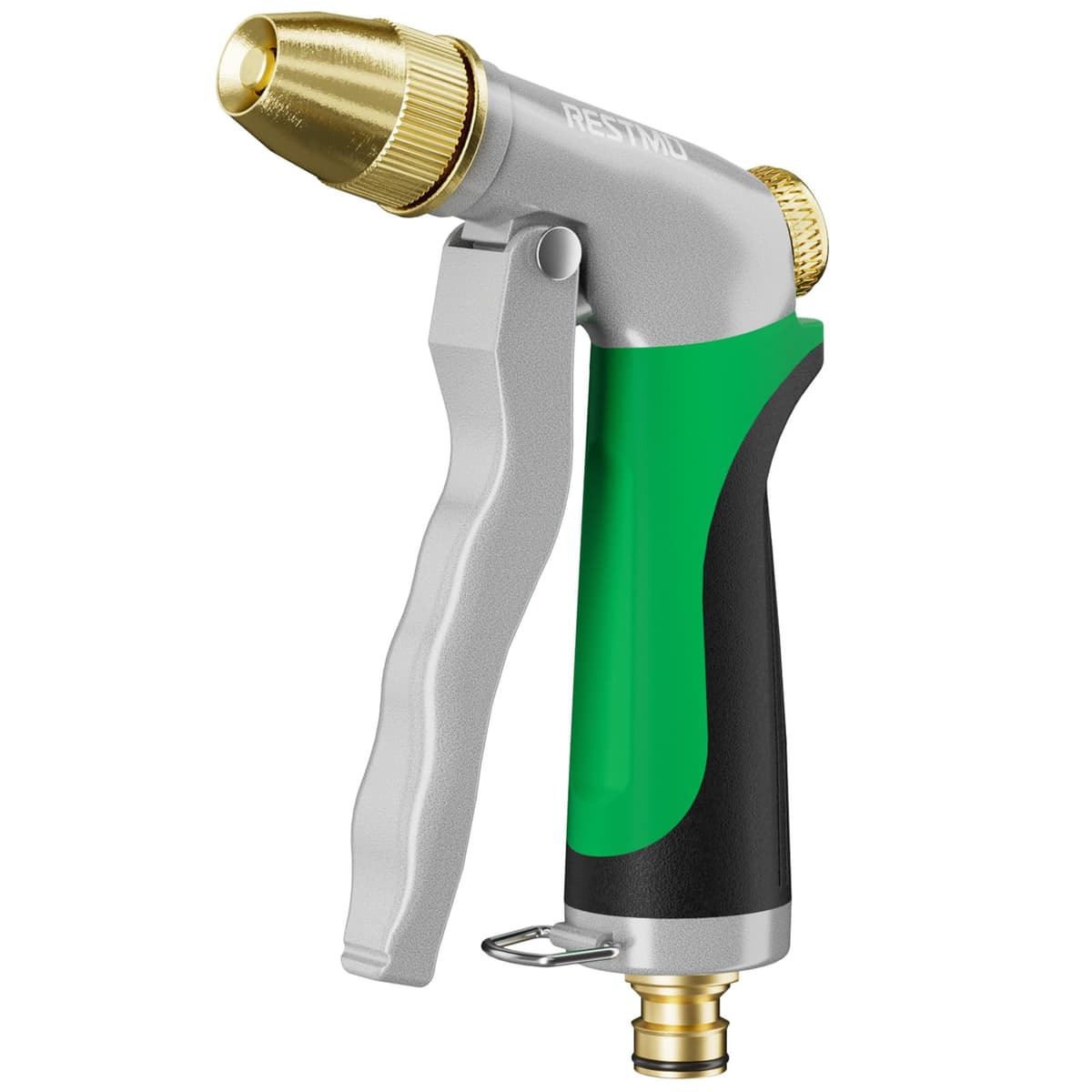 RESTMO High Pressure Hose Pipe Spray Gun, 100% Metal Garden Hose Gun with Solid Brass Head, Adjustable Water Flow, 4 Spray Patterns, Ideal for Car Washing, Gardening, Patio & Window Cleaning, Yellow — view 11