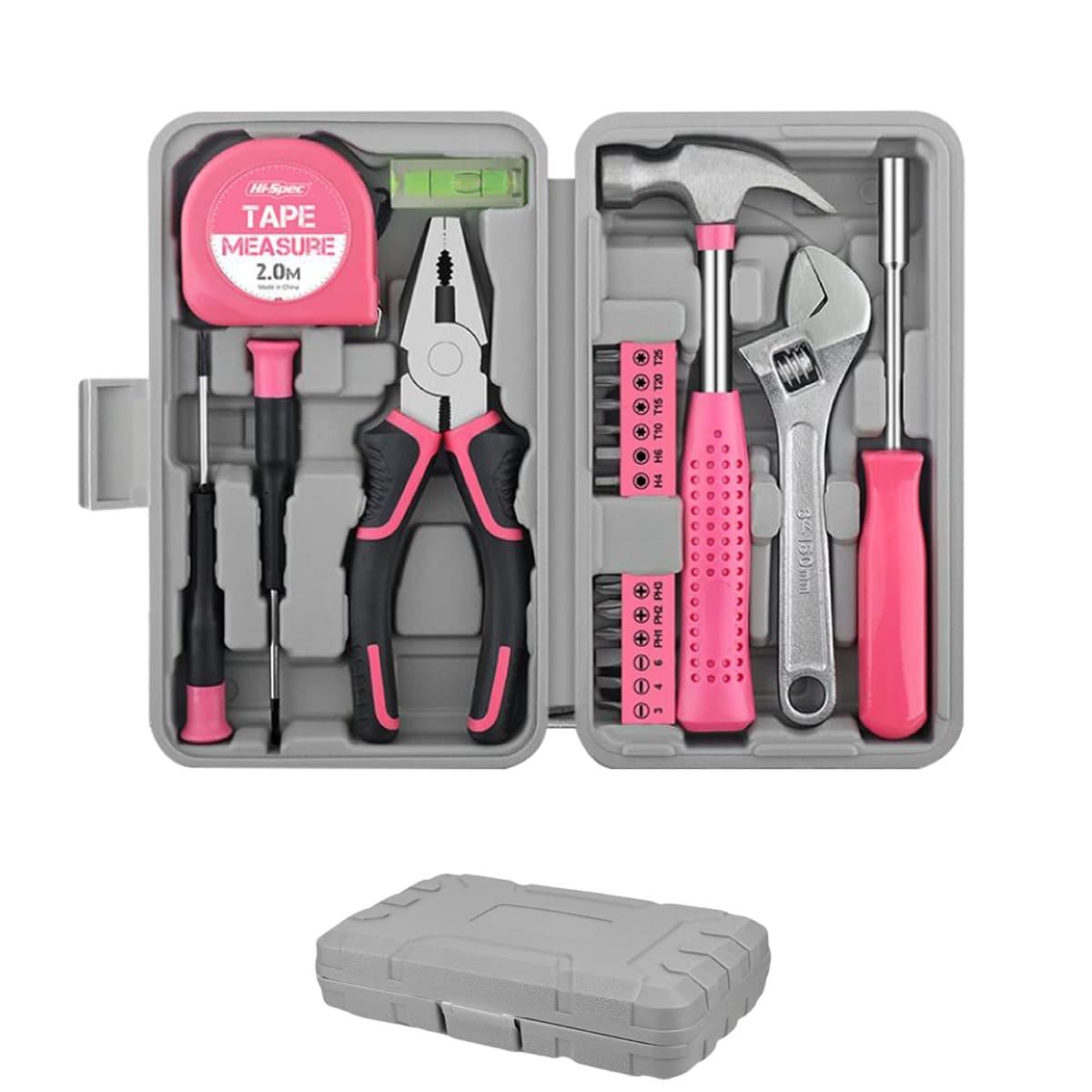 54pc Tool Set General Household Toolkit with Toolbox Storage Case, Pink Home & Office DIY Tool Kit Set, Essential Hand Tools Included for Basic Repairs, Maintenance & Home Improvement Projects — view 10