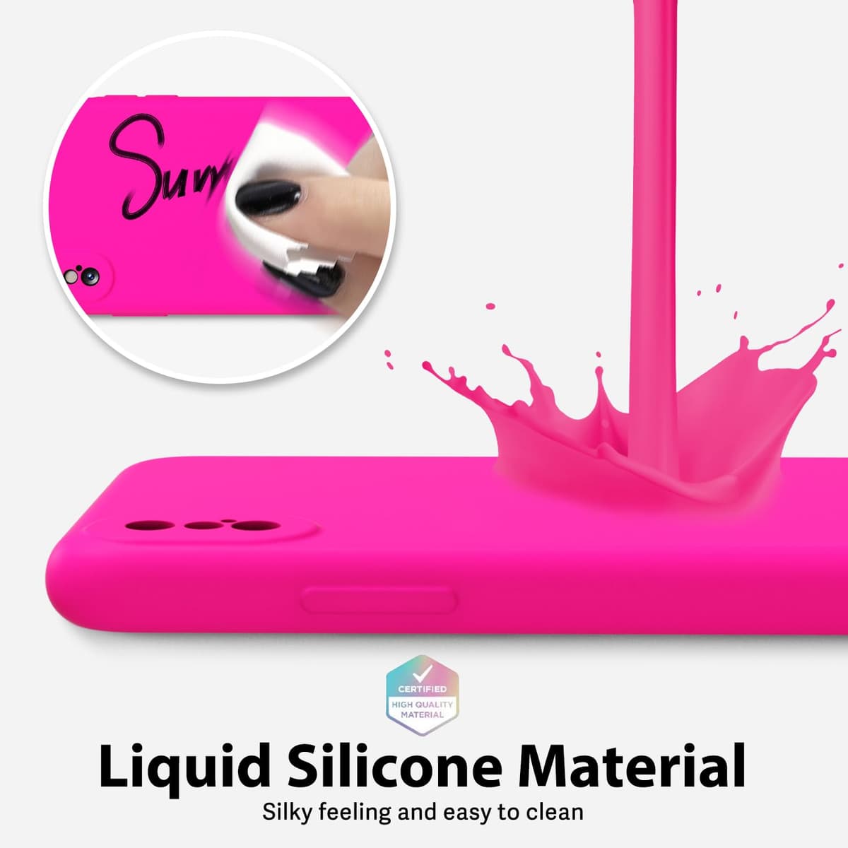 oakxco for iPhone 17 Pro Max Phone Case Liquid Silicone, Cute Thin Slim Grip Soft Rubber Gel for Women Men, Smooth Matte TPU Plain Solid Color Girly Simple Case with Camera Cover, Light Pink — view 1628