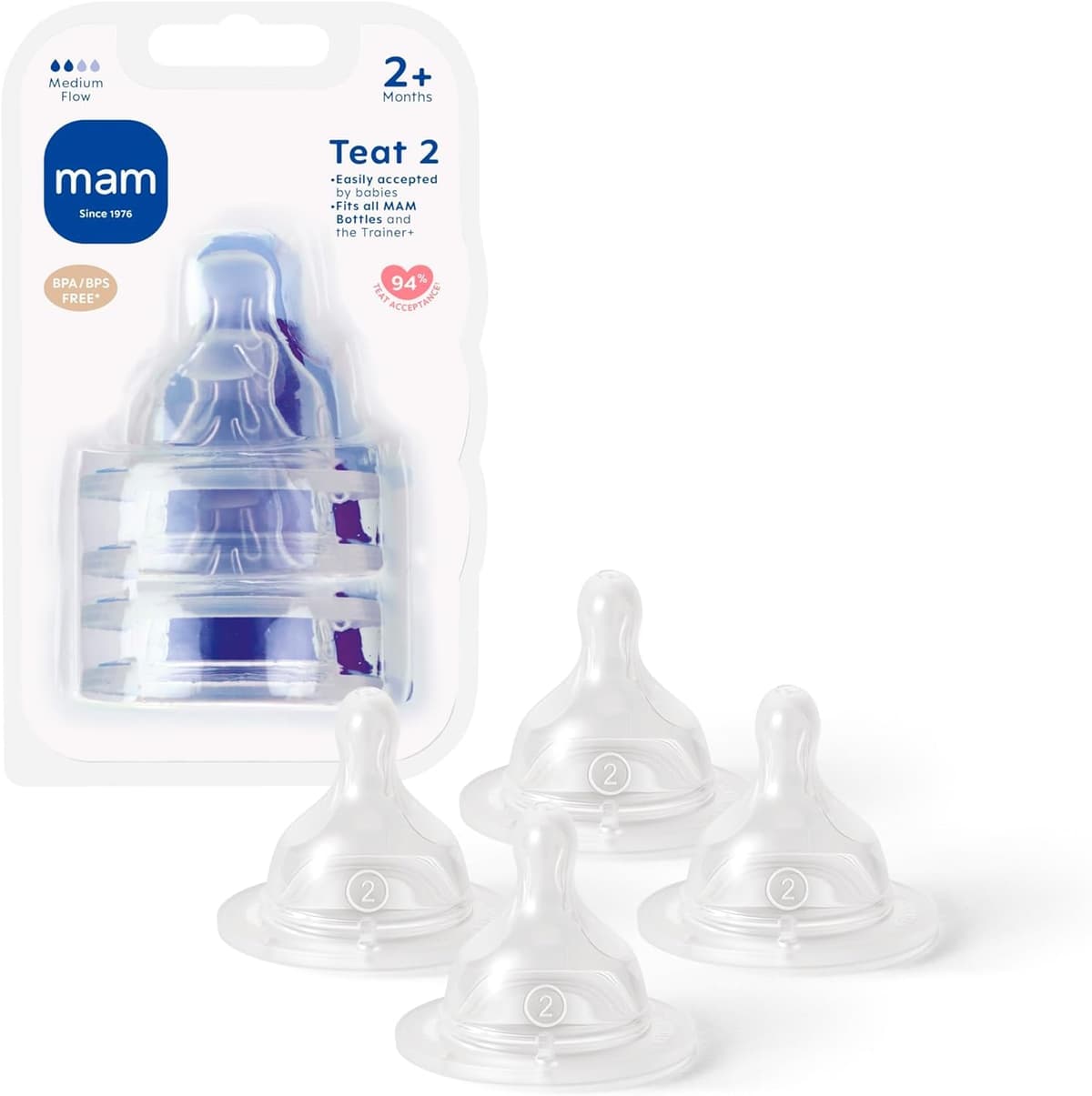 MAM Teats Size 3 | 4 Pack | Fast Flow | Suitable from 4+ Months | Fits All MAM Bottles | Made from SkinSoft Silicone | Baby Accessories — view 11