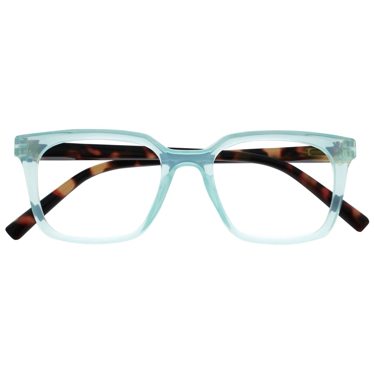 OPULIZE KOI Reading Glasses - Elegant Wide Rectangular Frame - Optimum Vision - Men Women - Spring Hinges, 1 Pack - Aqua