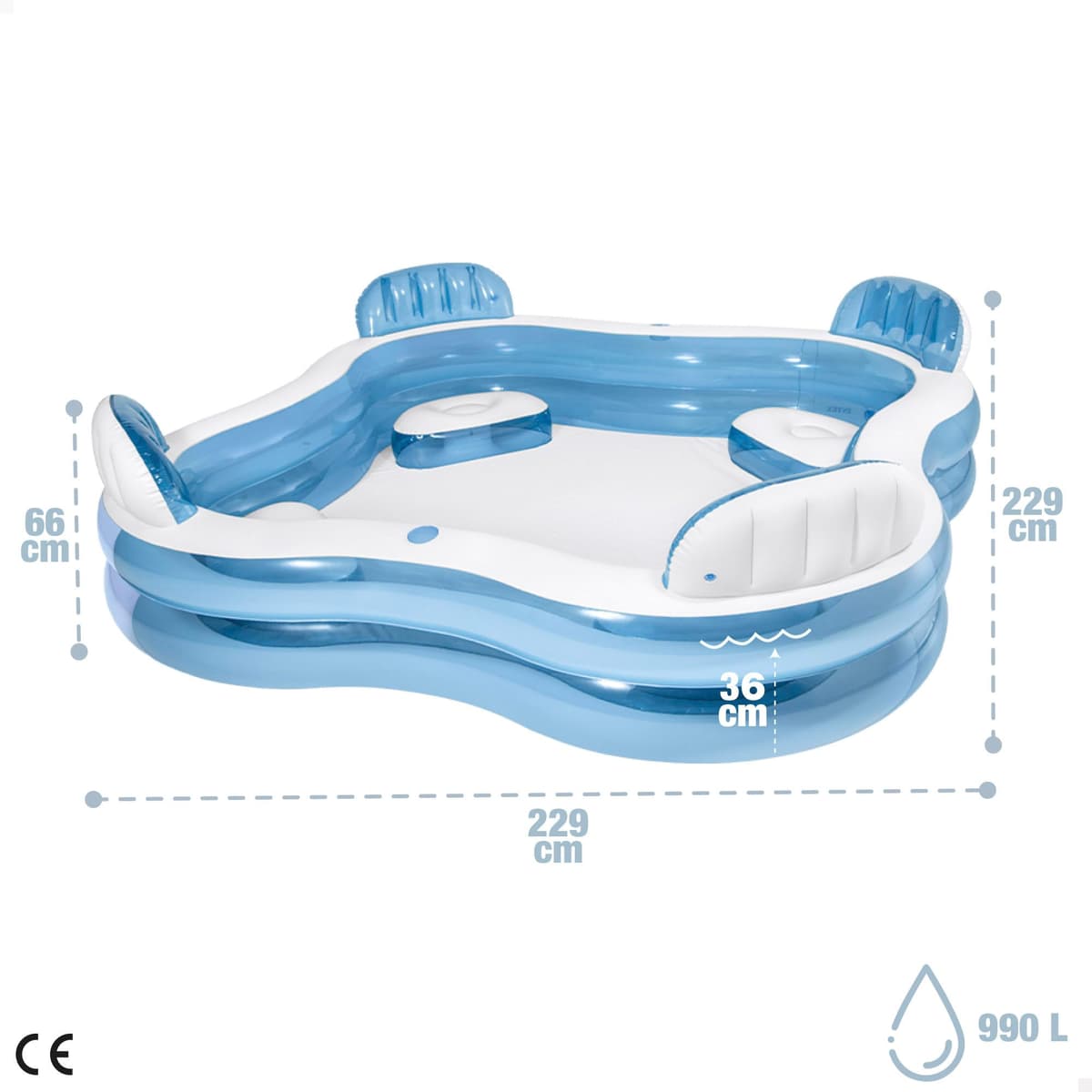 Intex 56475NP - Inflatable Swim Center Family Lounge, 90 x 90 x 26 inches, Multi-color — view 4