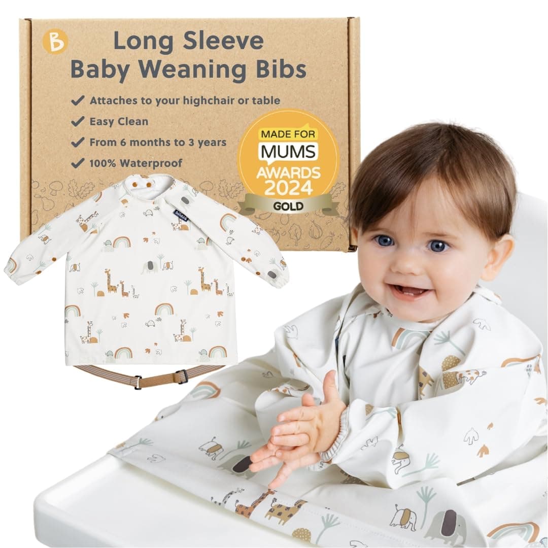BIBaDO - Long Sleeve Baby Bibs - Babies & Toddlers 6-36 Months - Coverall Weaning Bib - Easy Wipe Clean & Soft Fabric - Attach to Highchair & Tables - Waterproof - Machine Washable — view 24