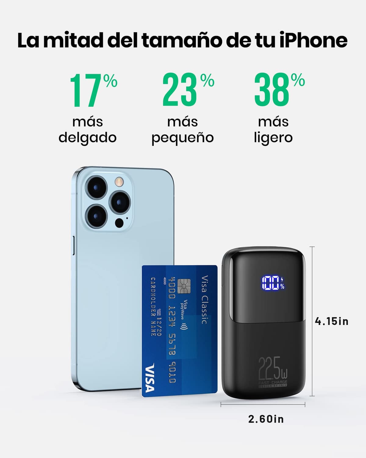 INIU Power Bank, Mini 10000mAh 22.5W Bateria Externa Carga Rapida, USB C PD3.0 QC4.0 Cargador Portatil, Powerbank con Soporte para iPhone 17 16 15 14 13 12 Pro Samsung S22 S21 Xiaomi Huawei iPad — view 3