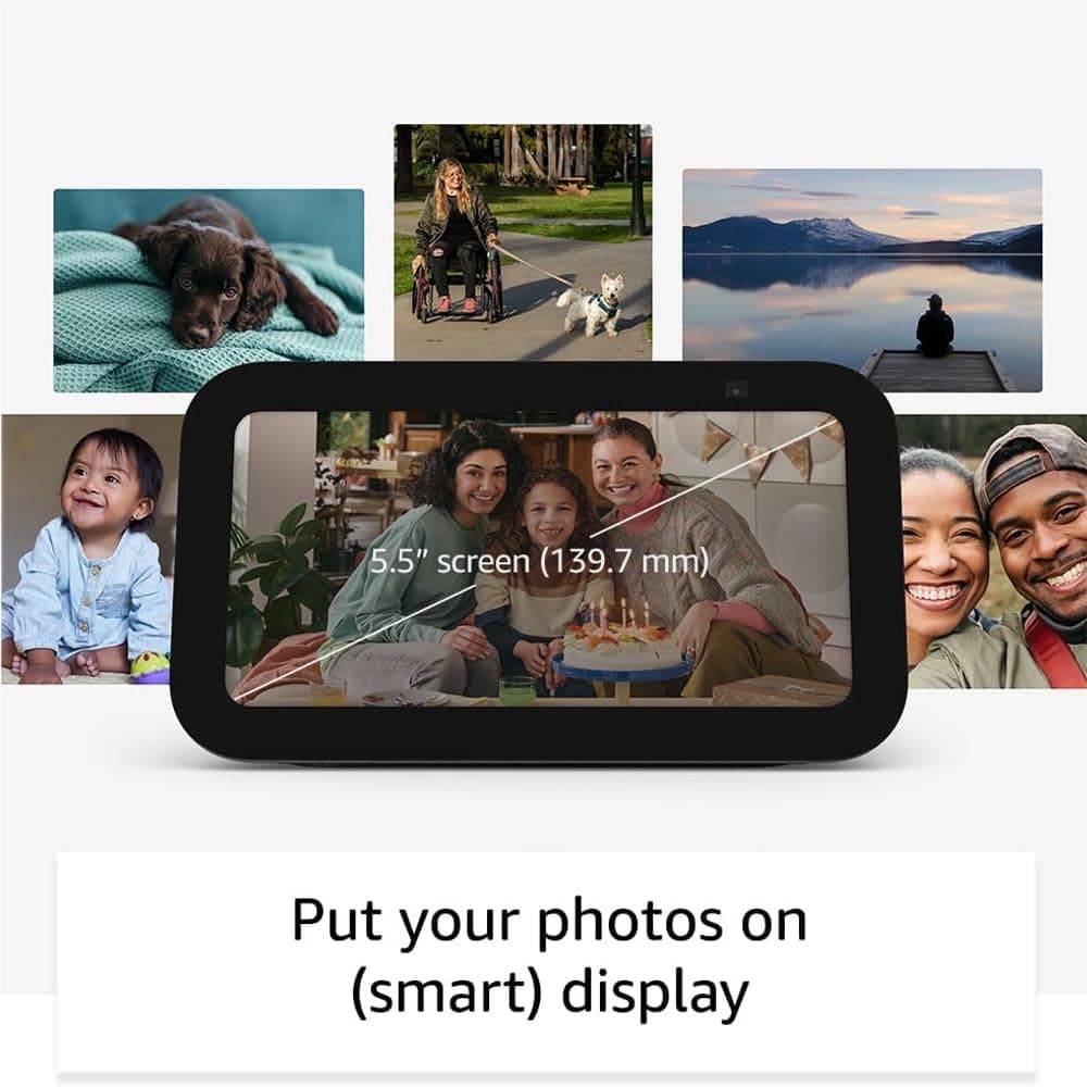 Echo Show 5 (Newest gen), Smart display and alarm clock with clearer sound, Charcoal, with Alexa+ Early Access — view 5