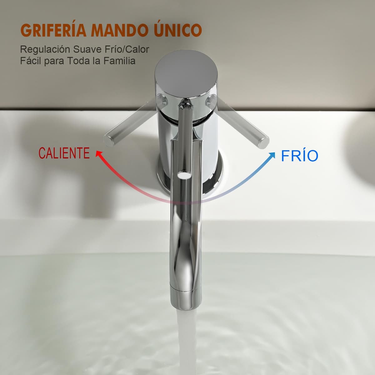 Ibergrif M11003 Grifo de Lavabo Monomando Mezclador de Baño en Acero Inoxidable con Aireador de Ahorro de Agua, Conexión G 3/8", Acabado Cromado — view 4