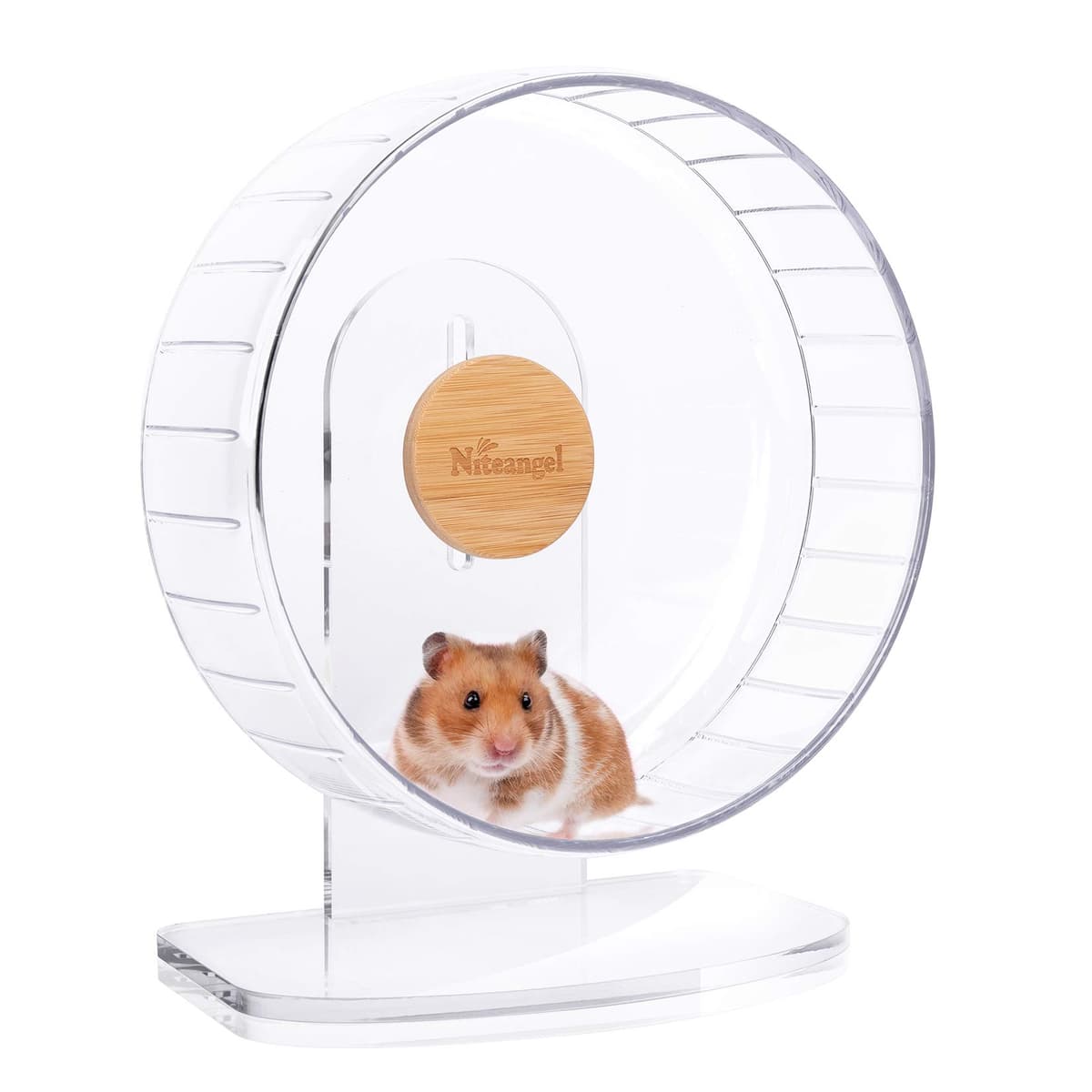 Niteangel Super Silent Hamster Exercise Wheels - Quiet Spinner Hamster Running Wheels with Adjustable Stand for Hedgehog Gerbils Mice Or Other Small Animals (Large, Transparent) — view 11