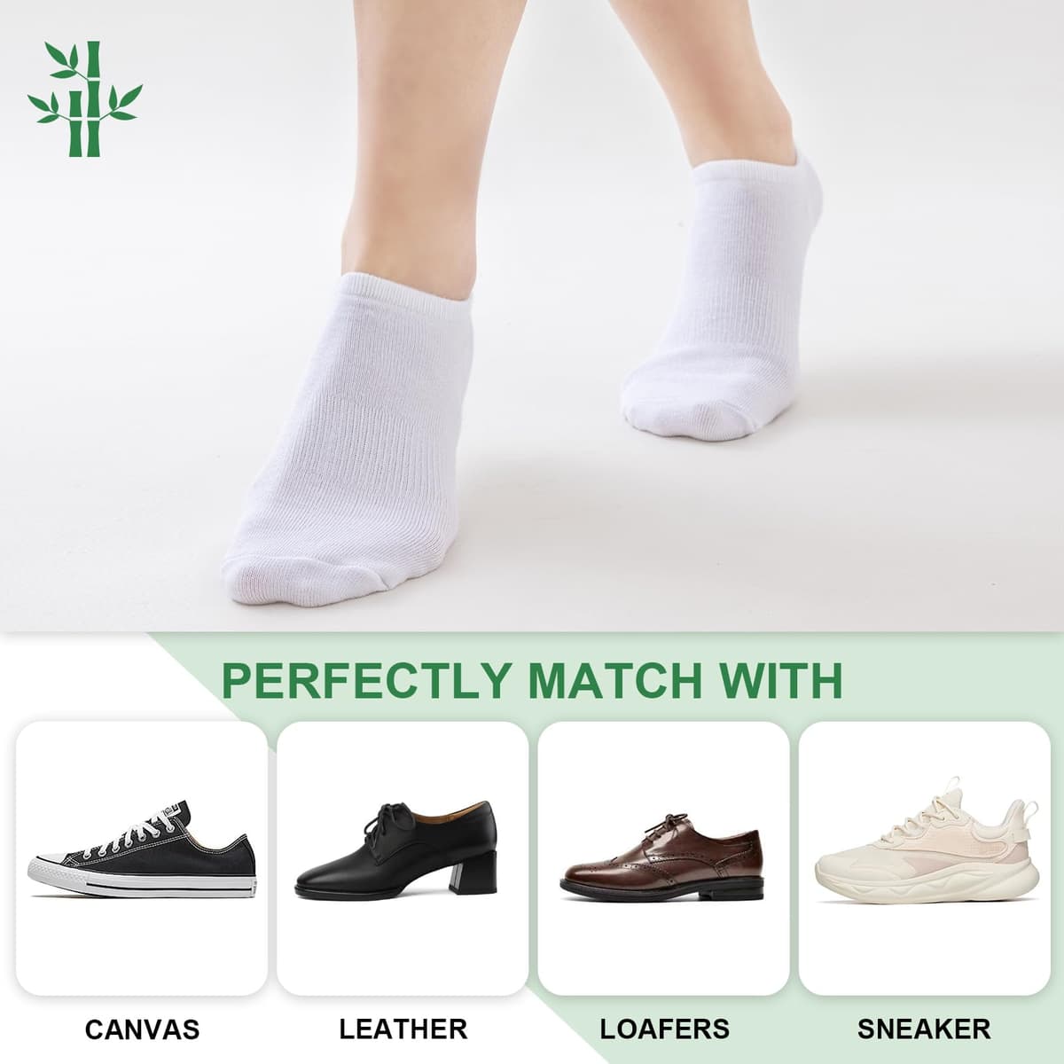 Niofind Bamboo Trainer Socks for Womens and Mens, No Show Ankle Socks Low Cut Invisible Non Slip Liner Socks Multipack Casual Footies for Sneaker Loafers and Boat Shoes — view 7