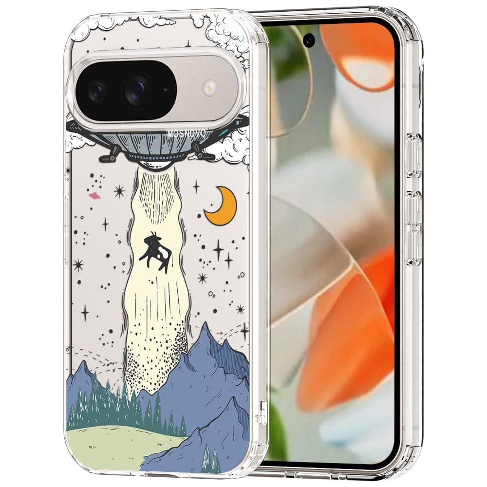 MOSNOVO Case for Google Pixel 9 & Pixel 9 Pro, [Buffertech 6.6ft Military-Grade Drop Protection] [Anti Peel Off Tech] Clear TPU Bumper Phone Case Cover Design - Eucalyptus — view 87