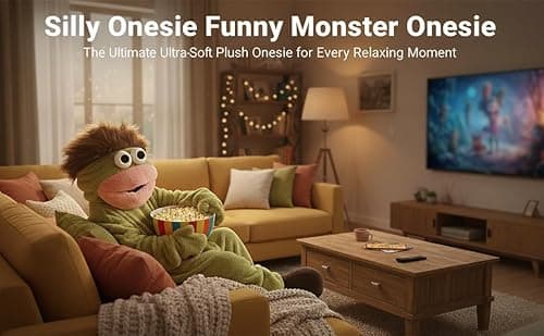 Snuggle Monster Onesie,Silly Onesie Funny Green Monster Hooded Fleece Pajamas Premium Soft Cozy Sleepwear Plush One-Piece Long Sleeves Clothes Green L — view 5