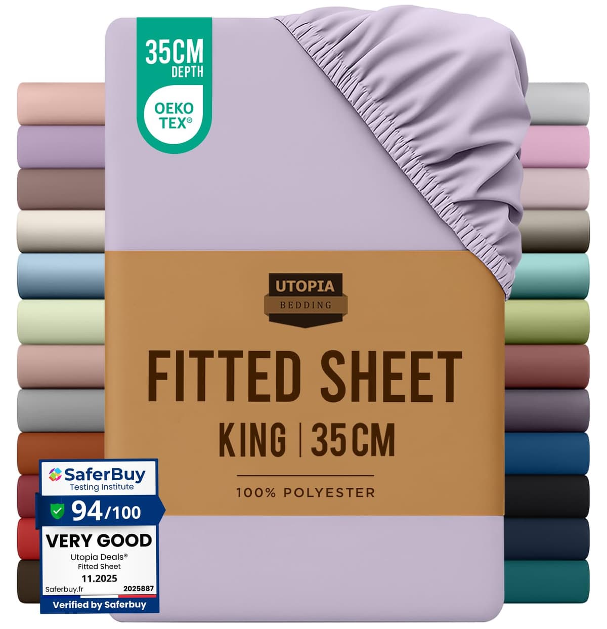 Utopia Bedding Fitted Sheet King, Grey - Deep Pocket 14 inch (35 cm) - Easy Care - OEKO-TEX Certified - Soft Brushed Microfibre Fabric - Shrinkage and Fade Resistant - Bottom Sheet — view 72