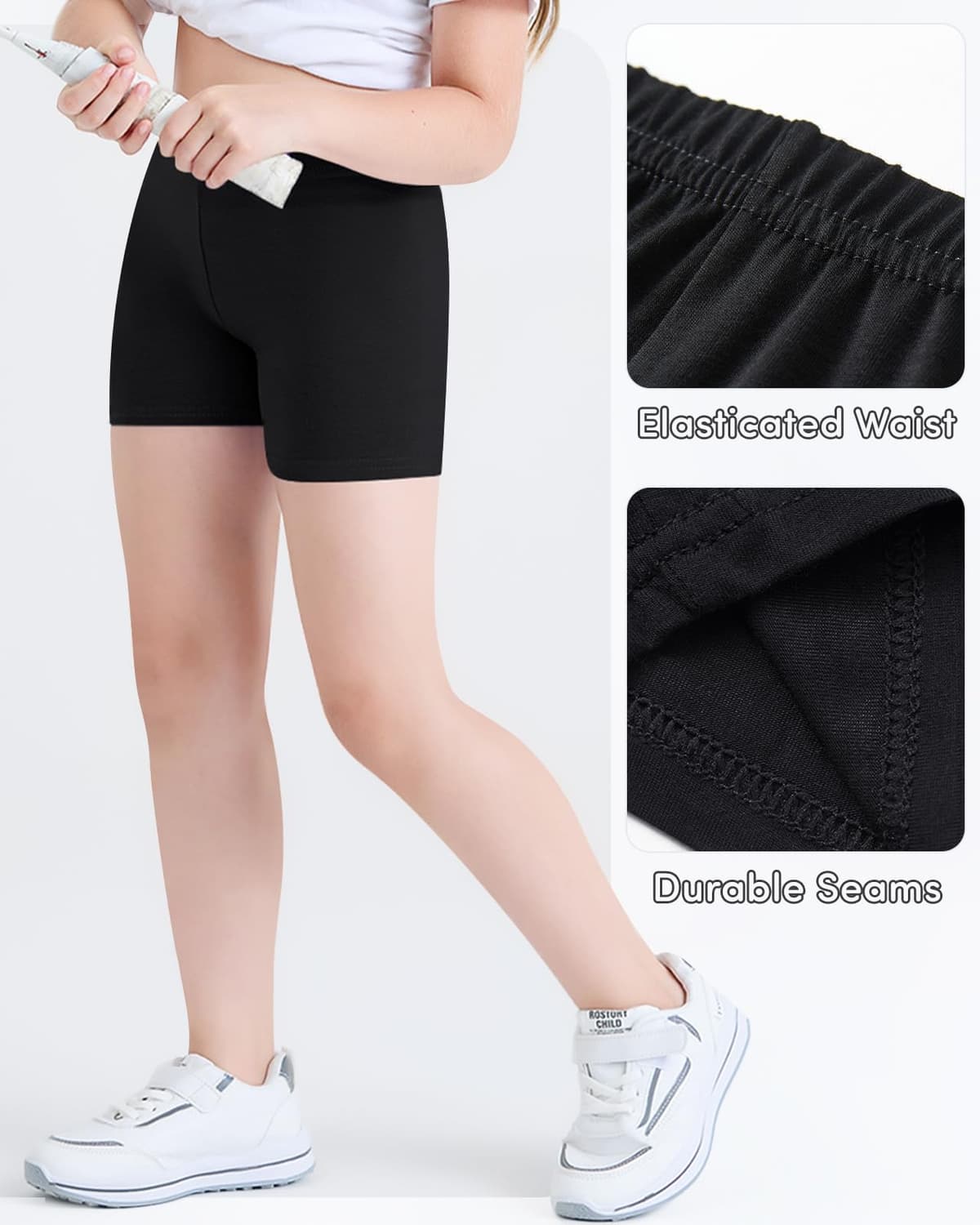 Domee Shorts Pantalones Cortos Leggings Deporte Verano Algodón Niñas 3 Pack — view 5