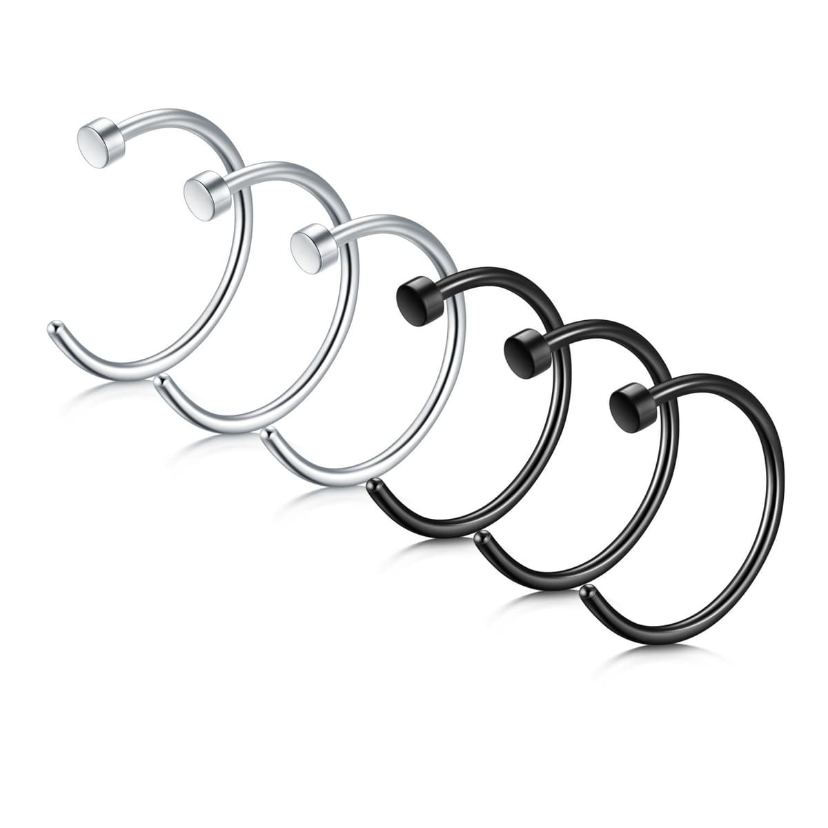 Briana Williams Fake Nariz Anillos Hoop-20G 18G 16G Nariz Aro Anillo 6mm/8mm/10mm/12mm Nariz Piercing Labio Septum Anillo Arete Faux Joyería Piercing del Cuerpo 6 Piezas — view 5