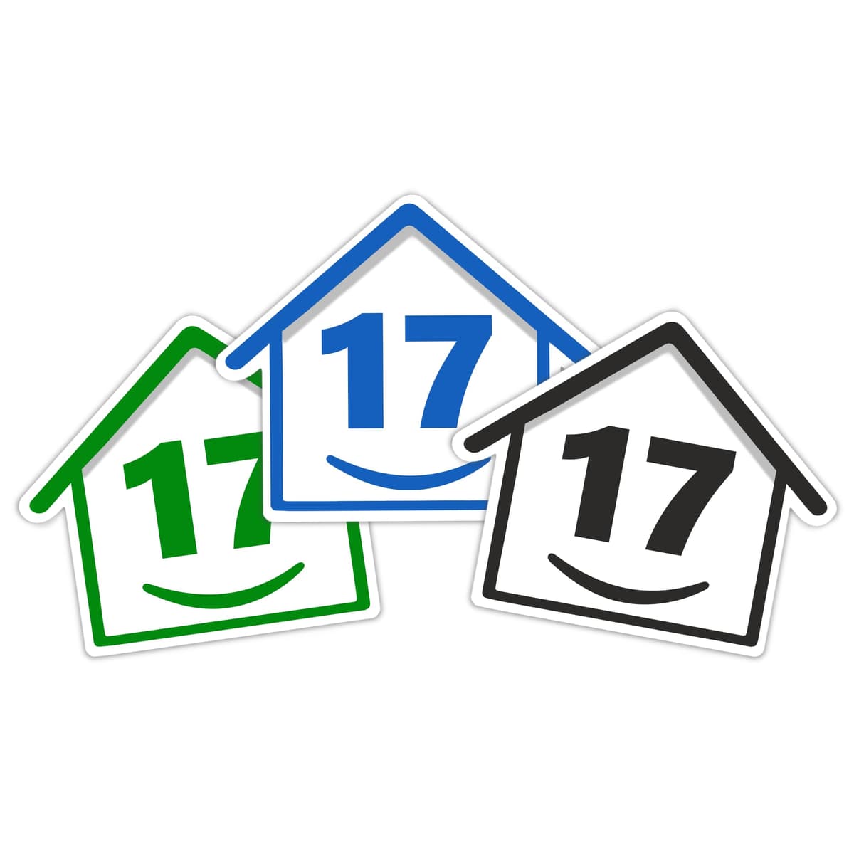 3 x Bin Numbers for Wheelie Bins, 1-99, 15cm ‘Happy House’ Colour Design Dustbin Stickers, Easy Application Stick On Number Stickers - Weatherproof Self Adhesive Vinyl – Blue, Black and Green (1) — view 28