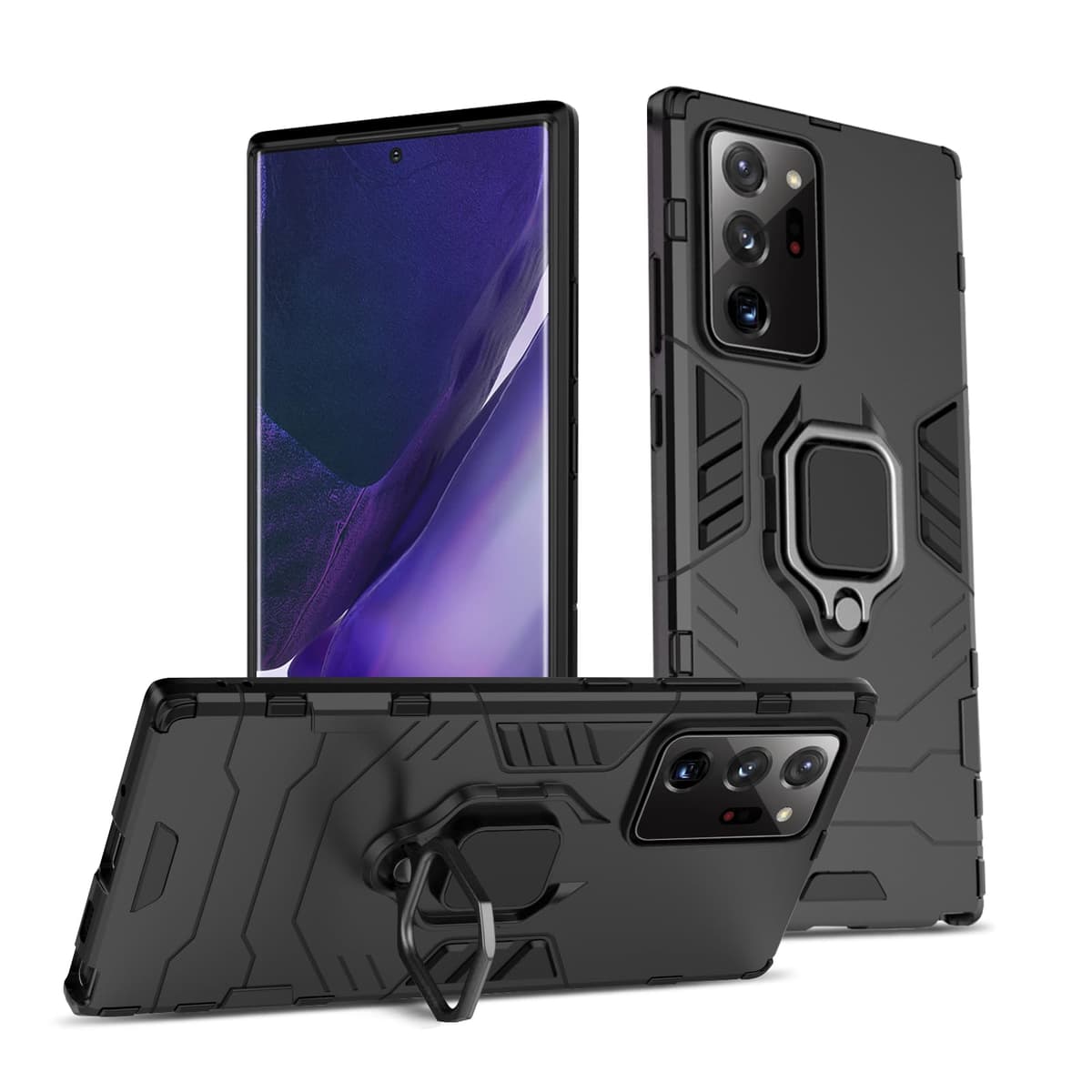 Funda para CMF Phone 2 Pro, Carcasa Antigolpes con Soporte anular metálico, Case Protectora de Grado Militar, Negro — view 331