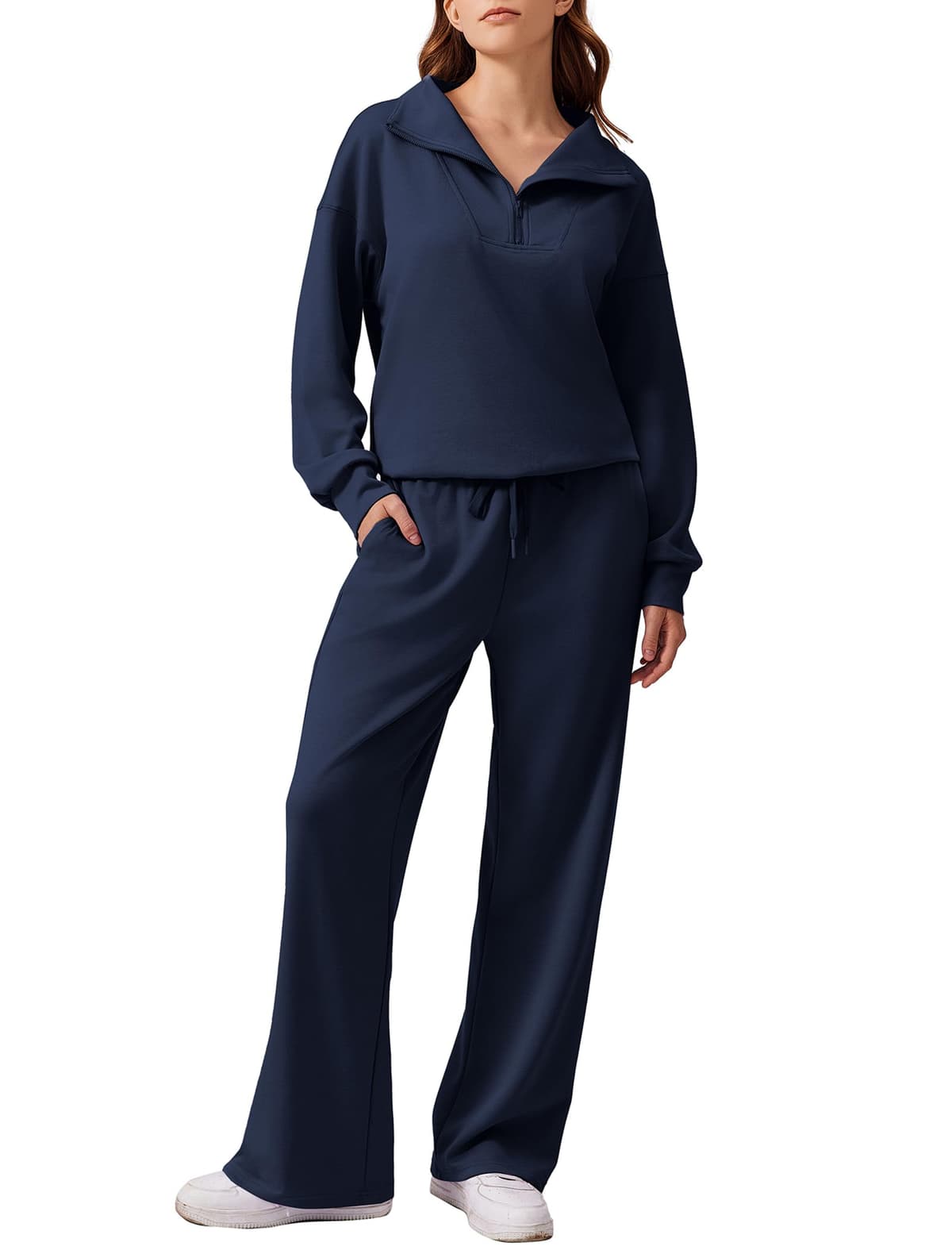 PINSPARK 2 Piece Sets for Women 2024 Fall Outfits Sweatsuit Oversized Sweatshirt Wide Leg Sweatpants Matching Set Tracksuit — view 14