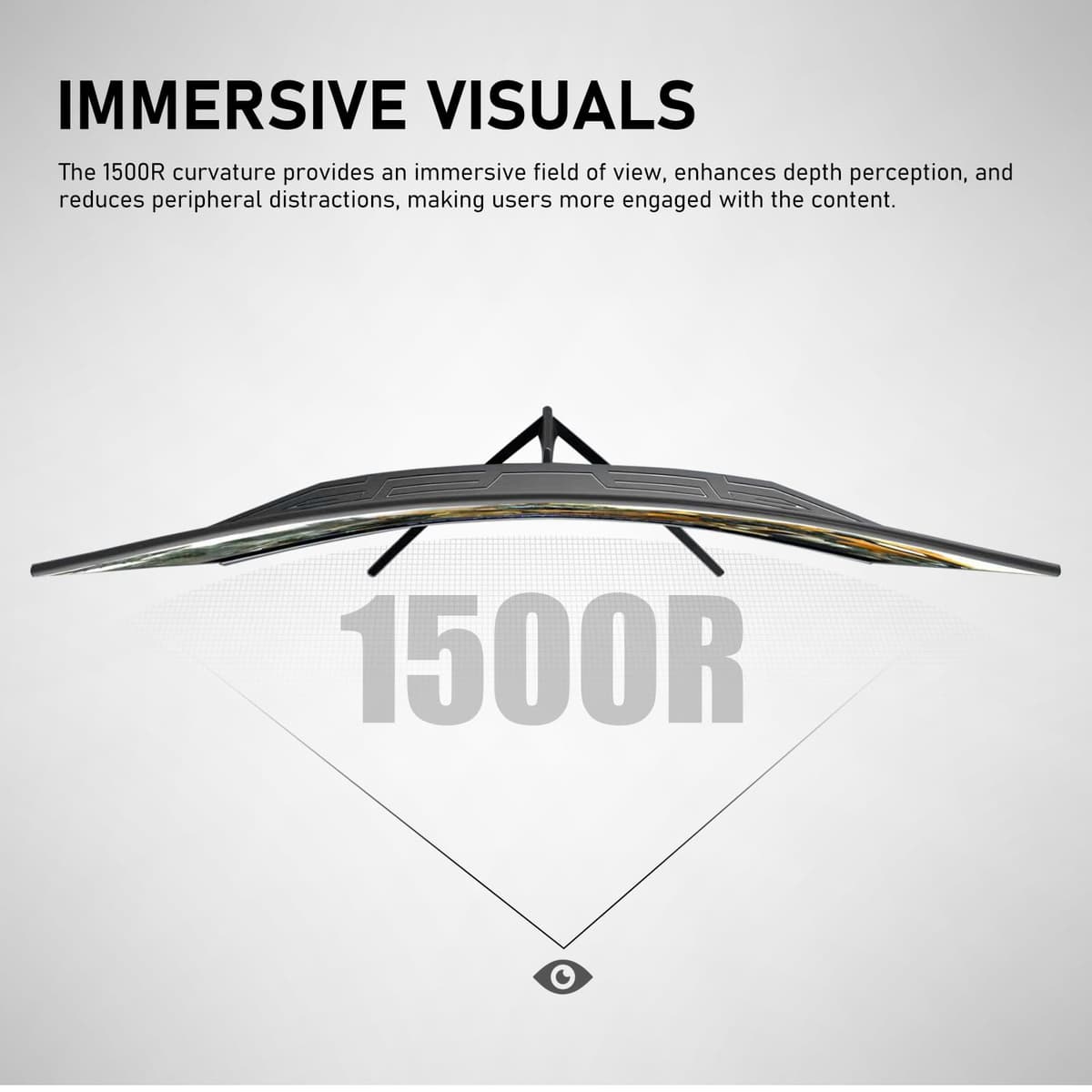 Gawfolk 32 Inch 4K UHD Curved 1500R Computer Monitor, Ultra-Clear (3840×2160p) Screen, 100% sRGB, 178° Viewing Angle, DisplayPort 1.4, HDMI 2.0, Compatible with Wall Mounting 100 * 100MM - Black — view 3