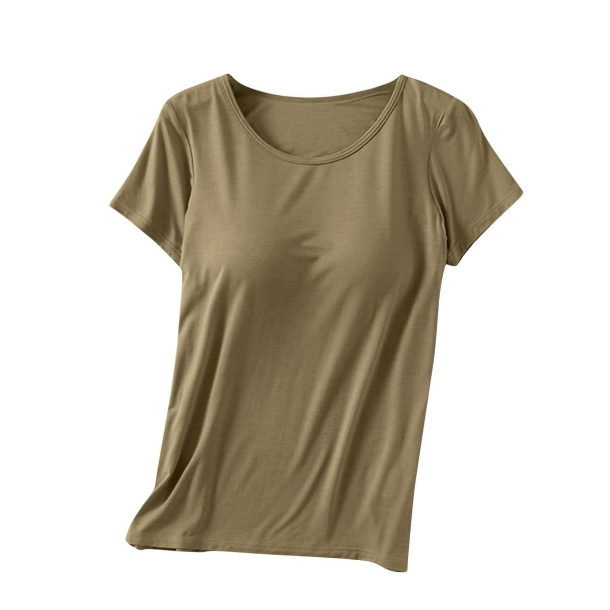 Womens Shirts with Built in Bra Short Sleeve Shirts Summer Casual Athletic Workout Yoga Shelf Bra Padded T Shirts Tops — view 24