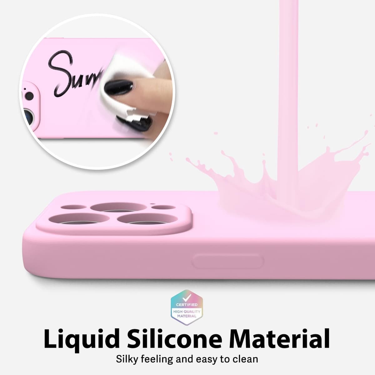 oakxco for iPhone 17 Pro Max Phone Case Liquid Silicone, Cute Thin Slim Grip Soft Rubber Gel for Women Men, Smooth Matte TPU Plain Solid Color Girly Simple Case with Camera Cover, Light Pink — view 1991