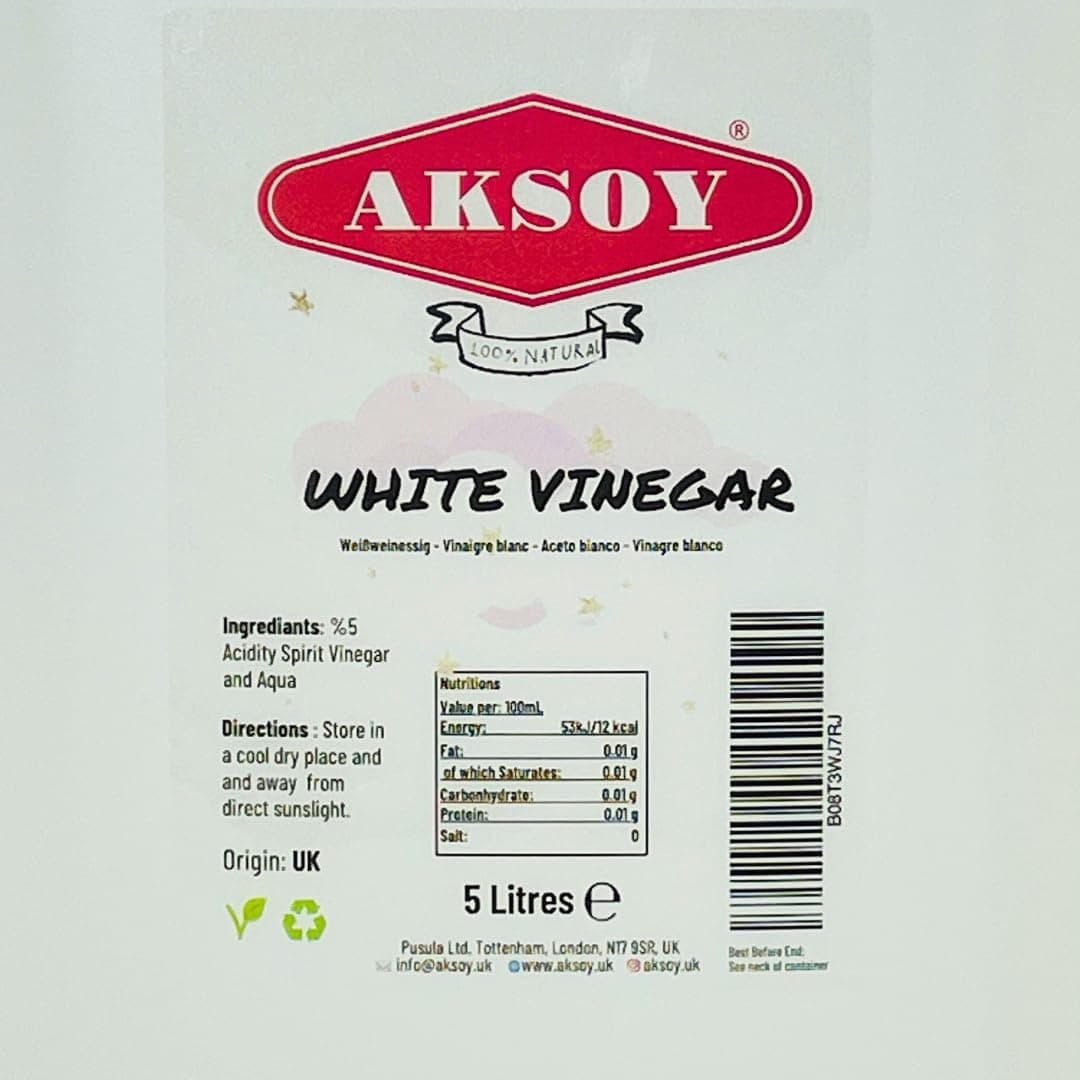 Aksoy Distilled White Spirit Vinegar 5L | Ideal for Cleaning, Pickling, Marinating, Cooking & Natural Weed Control – Multi-Purpose, Descaling & Odour Removal — view 5
