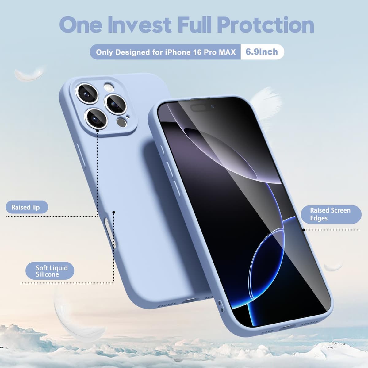 oakxco for iPhone 17 Pro Max Phone Case Liquid Silicone, Cute Thin Slim Grip Soft Rubber Gel for Women Men, Smooth Matte TPU Plain Solid Color Girly Simple Case with Camera Cover, Light Pink — view 1906