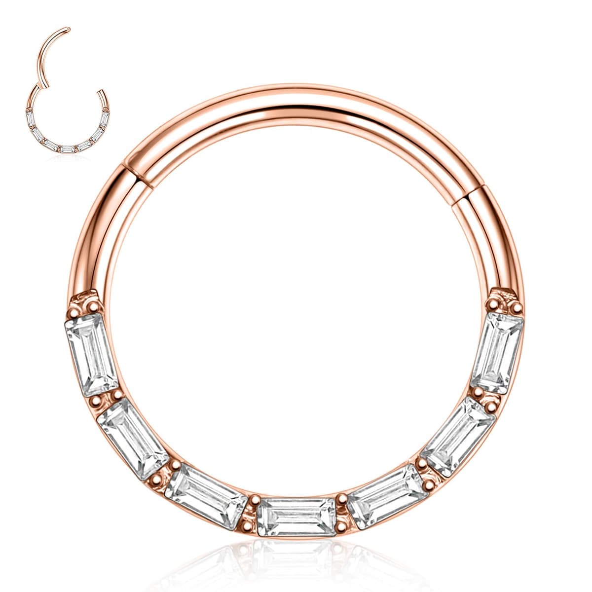 AROWRO 18G 16G 14G Nose Hoop Ring Septum Clicker Earrings CZ Opal Cartilage Conch Helix Tragus Hoop Earrings Daith Piercing Jewelry 316L Surgical Steel — view 10