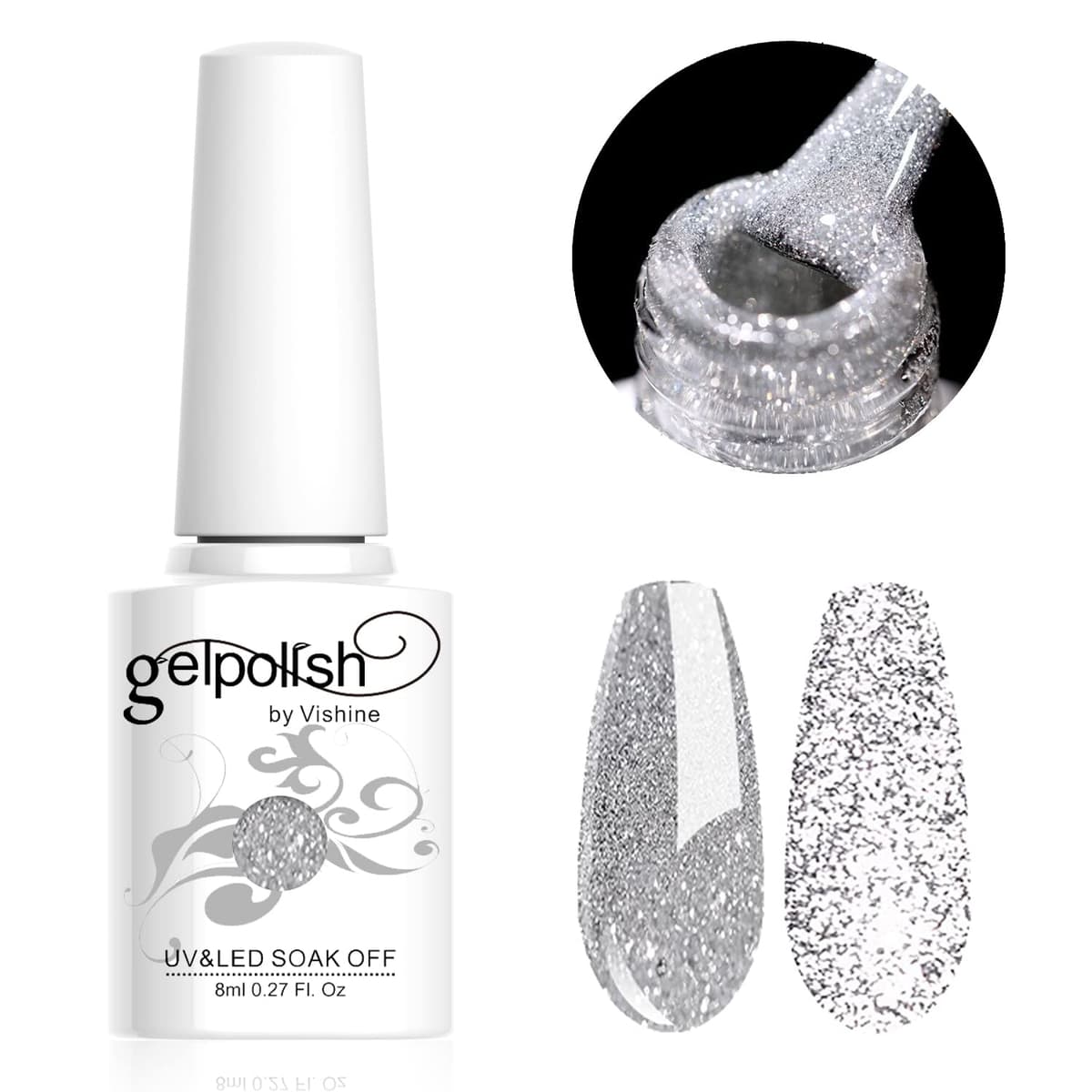 Vishine Esmalte de uñas semi-permanent Soak Off UV LED Gel Polish Nail Gel Manicura, Negro (687) — view 33
