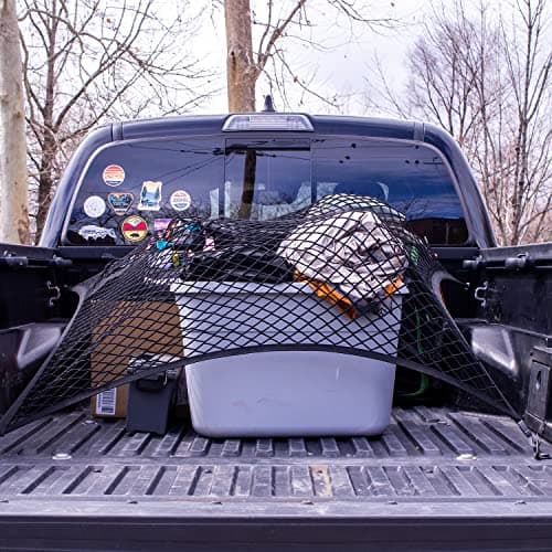 Highly elastic cargo net, simple mesh organizer for truck bed, suitable for daily light truck loads, 4x4ft stretches up to 7x7ft (single layer) — view 4