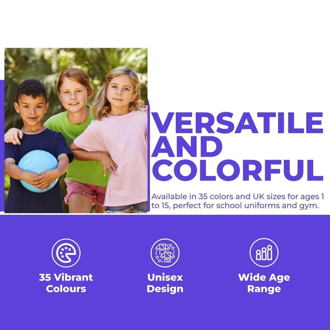 Ages 1-15 Kids Plain Blank T-Shirt Tee Shirt 100% Cotton Boys Girls Childrens Softspun Unisex School Uniform P.E. Gym — view 4