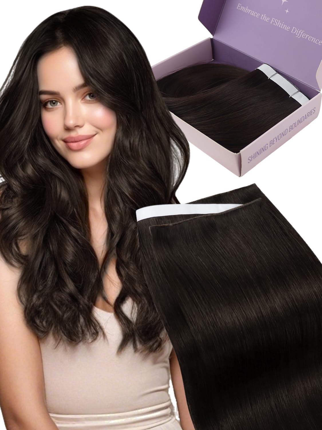 Fshine Extensiones Pelo Natural Adhesivas Rubio Blanco Extensiones Remy Adhesivas 45cm 50g Tape In Hair Extensions Cintas De Cabello Pelo Natural Color 1000 — view 12