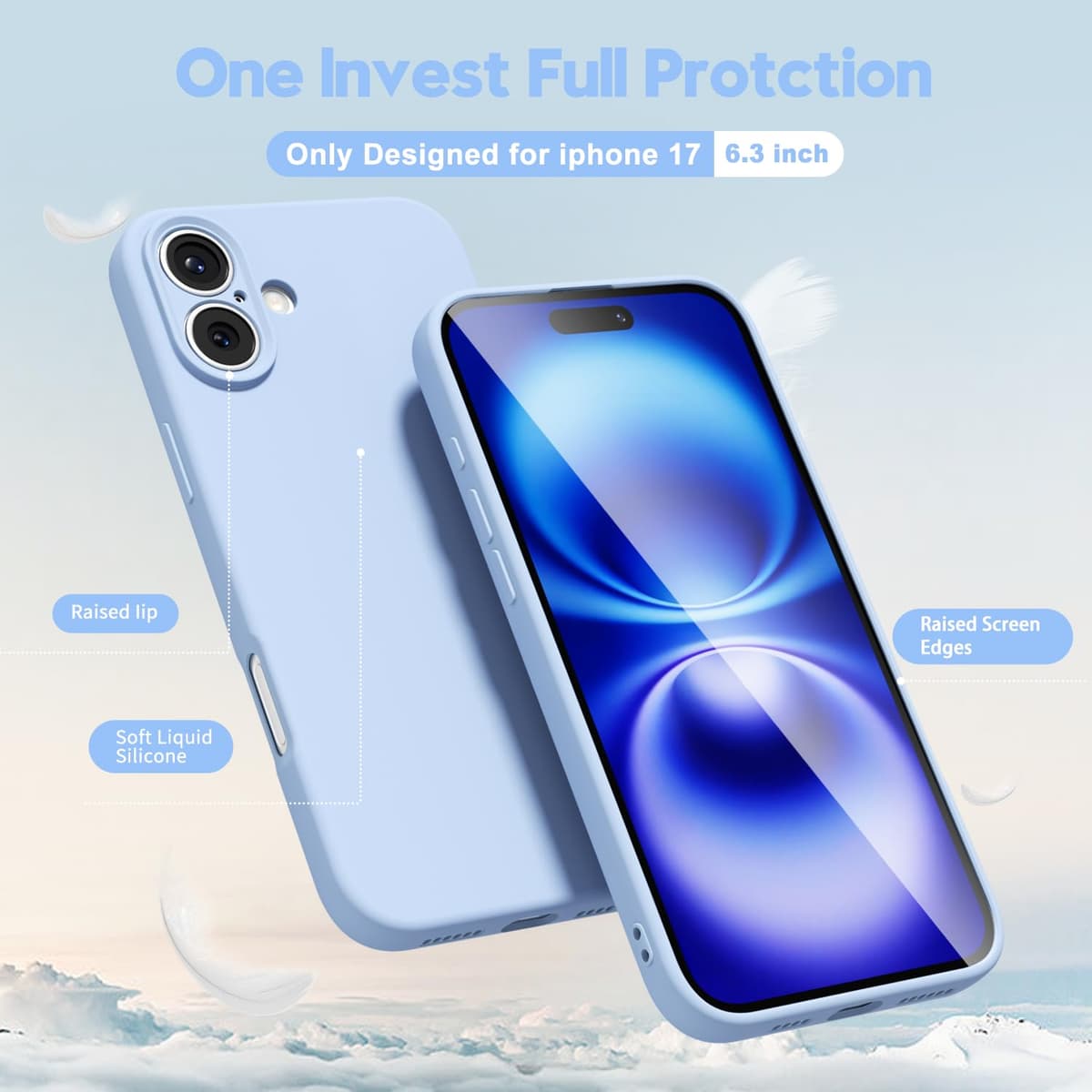 oakxco for iPhone 17 Pro Max Phone Case Liquid Silicone, Cute Thin Slim Grip Soft Rubber Gel for Women Men, Smooth Matte TPU Plain Solid Color Girly Simple Case with Camera Cover, Light Pink — view 270