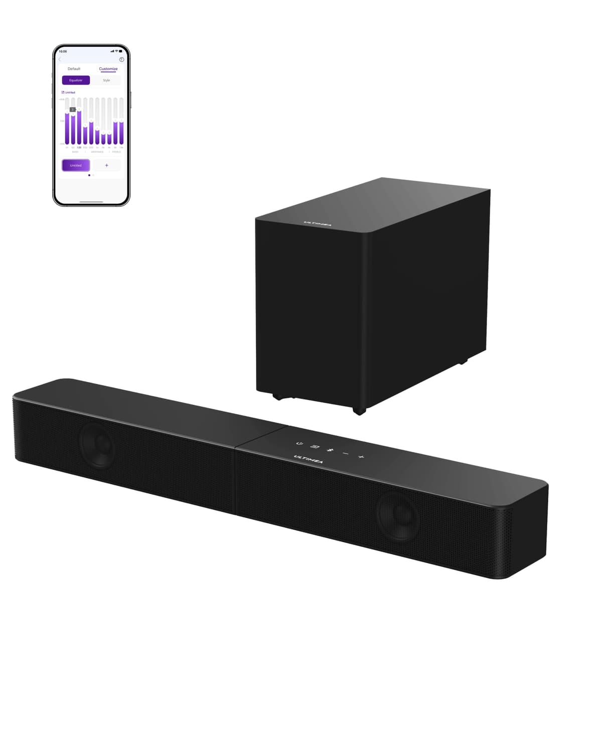 ULTIMEA 5.1ch Barra de Sonido TV con Dolby Atmos, Sistema de Sonido Envolvente para Home Cinema, Barra de Sonido con Subwoofer para TV, 340W, Bajos Ajustables, App, Bluetooth 5.4, Poseidon M60 Boom — view 18