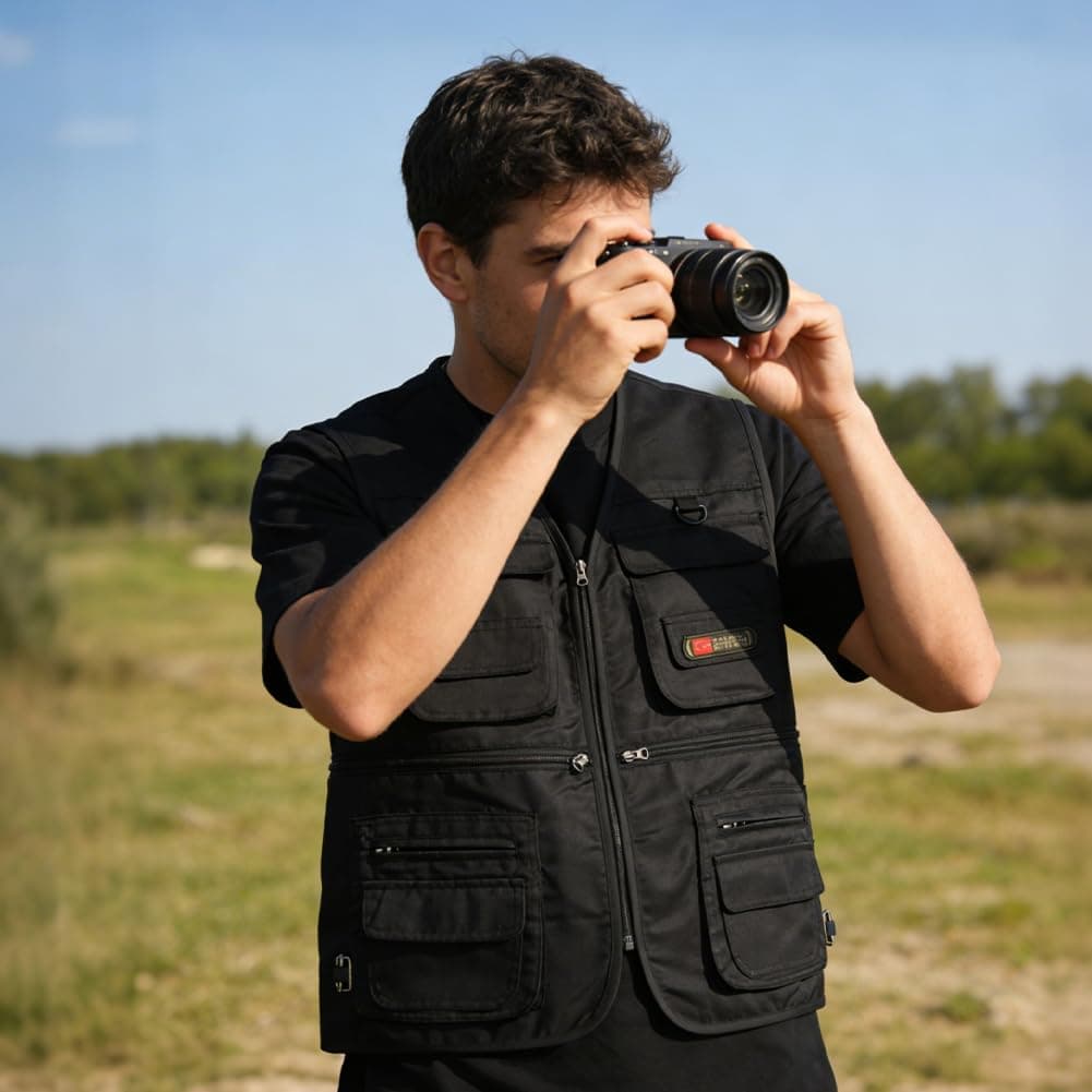 Chaleco de Trabajo al Aire Libre para Hombre,Chaleco de Pesca Multibolsillo, Chaleco Multifunción de Verano,Respirable Secado,para Trabajo, Safari, Fotografía, Senderismo,XL — view 5