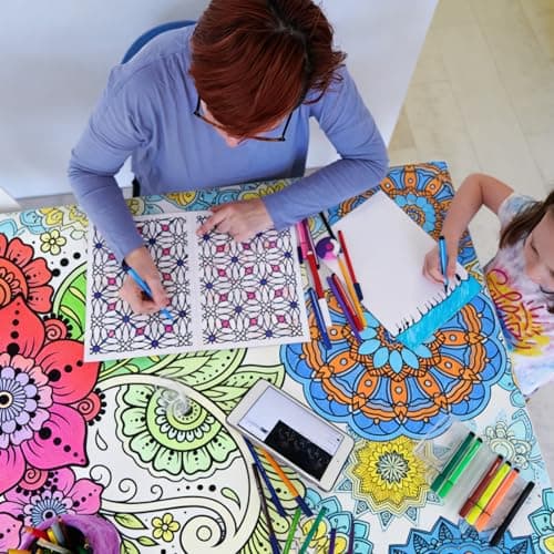 Penitue 2pcs Jumbo Mandala Coloring Posters, 100x60cm/39.37x23.62in Large Motivational Coloring Posters Giant Poster for Kids Adults Teens Art Craft Wall Party Supplies (Style 2) — view 4