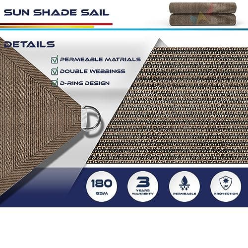 Windscreen4less 10' x 15' Sun Shade Sail Rectangle Outdoor Canopy Cover UV Block for Backyard Porch Pergola Deck Garden Patio (Brown) — view 2