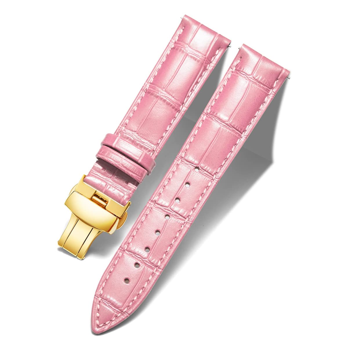 BINLUN Correa de Reloj de Cuero Correa de Piel Repuesto para Hombres/Mujeres con Hebilla de Despliegue Mariposa Plata/Oro/Oro Rosa 12mm-24mm 10 Colores — view 33