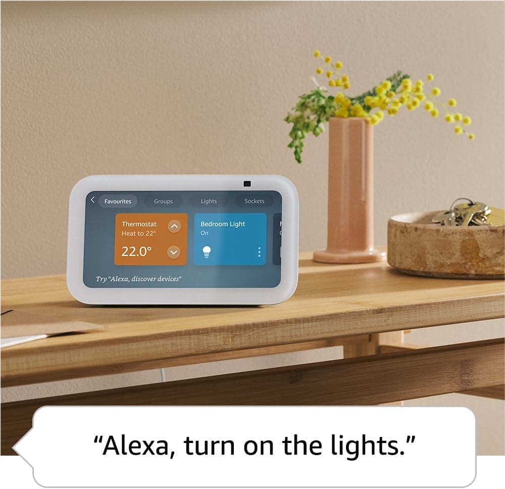 Echo Show 5 (Newest gen), Smart display and alarm clock with clearer sound, Charcoal, with Alexa+ Early Access — view 4