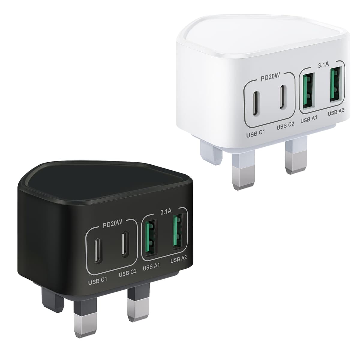 40W USB C Plug Fast Charge, UK 4-Port Multi USB Charger Plug Fast Charging Head for iPhone 16 15 14 13 12 11 Pro Max SE XS XR Plus, iPad, Samsung Galaxy,Dual Port USBC Power Adaptor Type C Wall Head — view 18