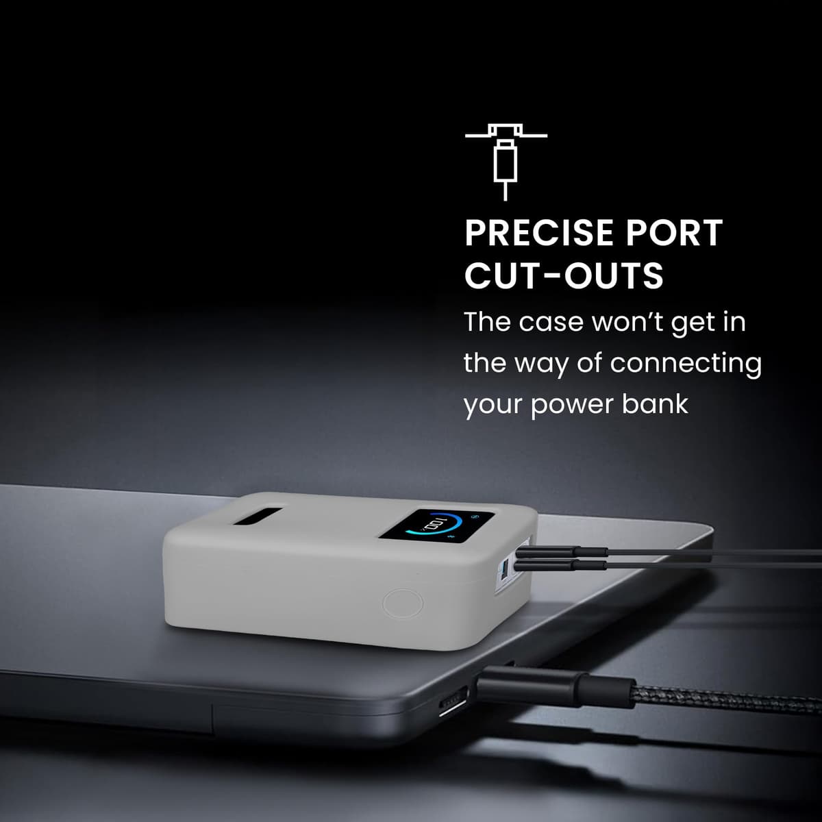 kwmobile Estuche Compatible con Anker Prime Power Bank 26250mAh 300W Funda - Case Protector de Silicona para Power Bank - Protección Antigolpes para Batería Externa - Gris — view 5