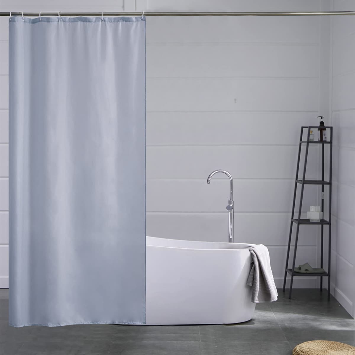 Furlinic Cortina Ducha 200x200cm Antimoho Impermeable Lavable Blanco Tela Poliéster Grandes Cortinas de Baño con 12 Aros de Cortina Ducha. — view 143