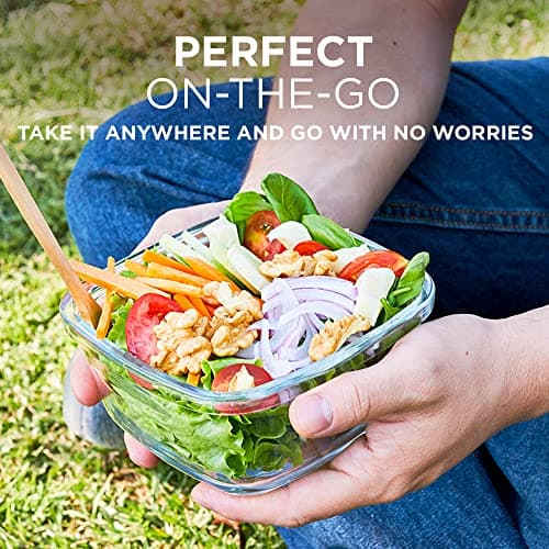 Razab 35 Pc Set Glass Food Storage Containers with Lids - Meal Prep Airtight Bento Boxes BPA-Free 100% Leak Proof (15 lids,15 glass & 5 Plastic Sauce/Dip Containers) — view 7